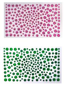 1 件多尺寸绿色 3D 人造宝石面部珠宝贴纸，DIY 音乐节 Y2K 化妆服装派对面部宝石装饰 - 綠色 - 查看 17