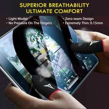 6 Pack Mobile Phone Gaming Finger Sleeves, Nuozme Finger Sleeves Compatible With All Touchscreen Devices, 0.15mm Superconducting Nanofibers, Smooth Feel, Anti-Sweat, Extremely Thin, Red Edge - ColorD - View 5