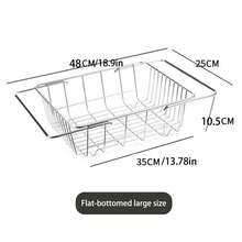 1pc Adjustable Stainless Steel Sink Drain Basket - Multi-Purpose Expandable Sink Organizer Rack For Plates, Bowls, Cups And Utensils,Kitchen Items For Ultimate Kitchen Efficiency With Cozy Fall& Winter Styles - Silver - View 14
