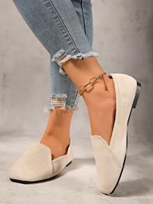 Women's Square Toe Soft Bottom Slip-On Flats, Fashion Versatile Loafers, Breathable Solid Color Patchwork, Suitable For Casual, Beach, Party, Commuting, Basic, Spring/Summer/Autumn/Winter