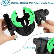 Stroller Cup Holder, Bike Cup Holder, 360 Rotatable Large Caliber Drinks Holder Stroller, Bike, Wheelchair, Walker, Black