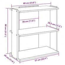 Librería Larryhot de 3 niveles roble sonoma 60x30x80 cm, resistente y duradera, fácil de montar, estilo decorativo, adecuadA, Para guardar adornos, figuritas, libros, pequeños objetos, etc. - Marrón - Ver 9