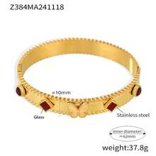 4 件/套 18K 镀金不锈钢蝴蝶手链，适合女性日常佩戴，波西米亚风格，镶嵌彩色方晶锆石，大方个性化奢华黄金首饰，婚礼腕饰套装，女孩、女士、妈妈、亲戚、朋友，美丽的婚礼、生日、母亲节、女朋友情人节礼物 - 彩色 - 查看 6