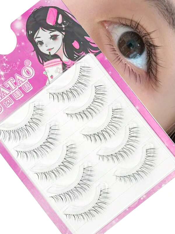 5 Pairs Natural False Eyelashes Wispy Fluffy Daily Makeup Reusable Easy Apply Beginner Friendly Root To Tip Defined Bigger Eyes Lightweight Comfortable
