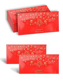 5pcs Christmas Card Envelopes, Money Envelopes, Gift Envelopes, For Christmas With Bronzing & Hollow Design Xmas Cash Gift Envelopes For Christmas New Year Holiday, Festivals, Weddings, Parties, Birthdays And Christmas Celebration, Unique Collectibles