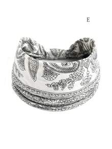 1条波西米亚风女士宽发带，复古印花弹力交叉发带，瑜伽/跑步运动发带，波西米亚休闲街头涤纶纤维发带，四季皆宜，秋季女士围巾冬季发饰，适合度假装扮，女士头巾柔软头巾夏季 - 彩色 - 查看 17