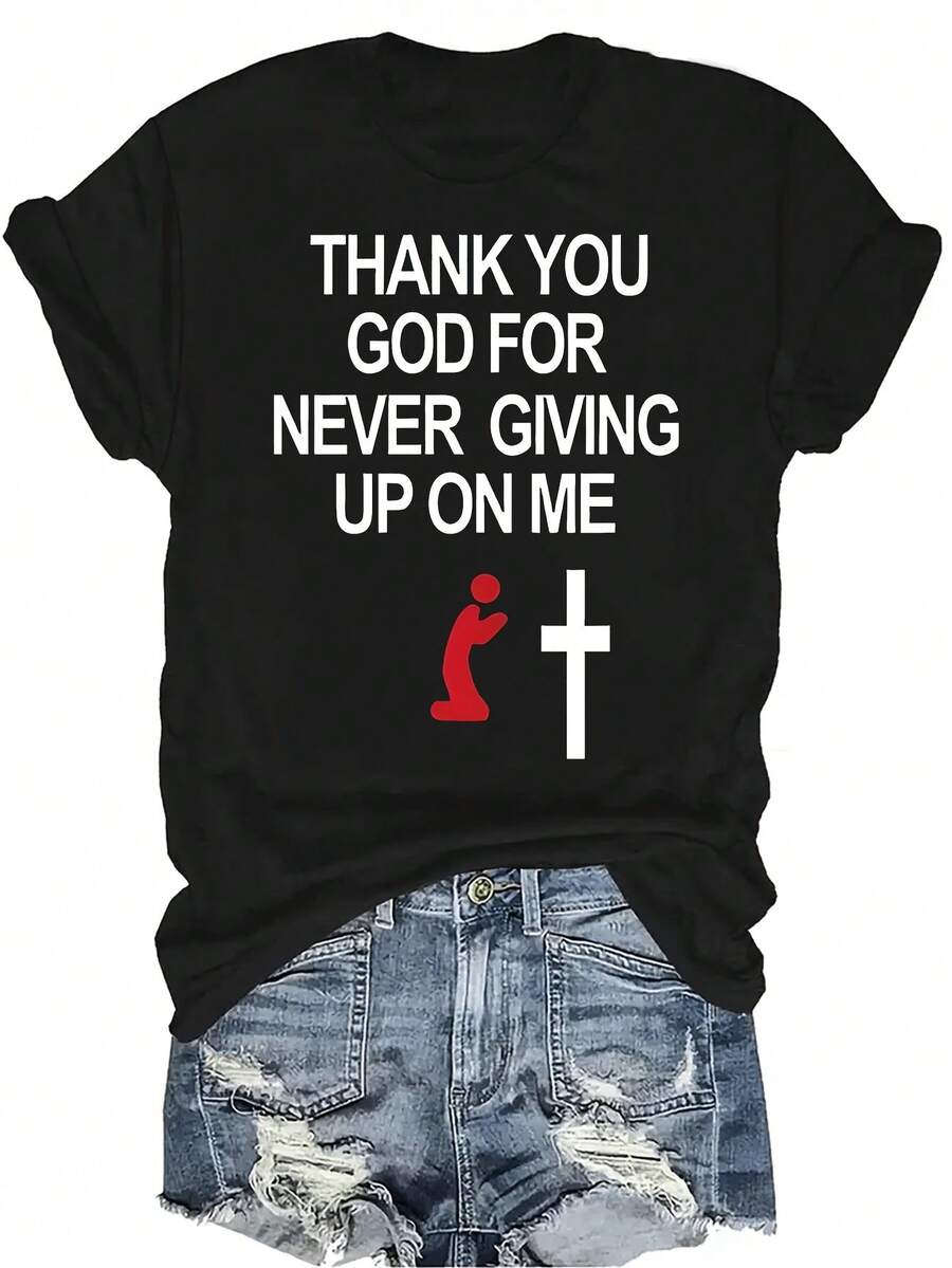 Camiseta con patrones interesantes para mujer y unisex, de verano, casual, transpirable, con personalidad, cuello redondo, manga corta, estilo urbano, versátil, adecuada para adolescentes y adultos - Negro - Ver 1