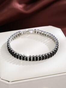 Luxury Style Black Rectangular Zirconia Bracelet Tennis Multicolor Bracelet Female Hand Jewelry Gift