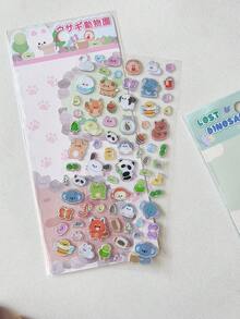 Metallic Silver Glaze Stickers, 3D Cute Animal Decorative Stickers, Suitable For Phone, Water Cup, DIY, Gifts