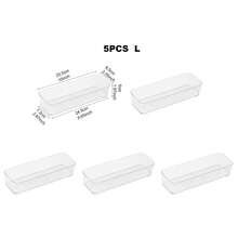 1/5/7/11/12PCS Transparent Crystal Cosmetic Storage Box Set – Drawer Built-In Dividers And Organizers, Desktop Office Stationery Storage Box, Desktop And Drawer Organizer, Suitable For Home Storage, Back-To-School Supplies - Clear - View 17