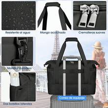 IGOLUMON Bolsa de Viaje para Mujer Hombre Bolsa Deportiva Expandiblede 2 Piezas Maleta de Mano con Compartimento para Zapatos y Bolsillo Impermeable - Negro - Ver 7