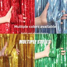 2m Laser Rain Curtain / 4m / 8m (Blue Laser + Champagne Set) / 2m (Champagne Rain Curtain) Light Gold Birthday Party Decor Background, Housewarming, Anniversary, Wedding Decor To Add Joyful Atmosphere