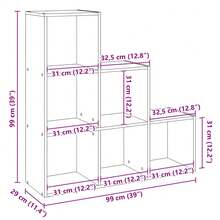Estante divisor de ambientes de 3 niveles Larryhot Roble Sonoma 99x29x99 cm, Resistente y duradero, Fácil de montar, Estilo decorativo, Adecuado para guardar adornos, figuras, libros, artículos pequeños, etc. - Marrón - Ver 11