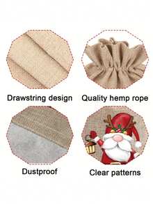 12pcs Christmas Burlap Gift Bags, Santa Linen Drawstring Bag Set, For Holiday Party Gifts And Jewelry Storage. Suitable For Christmas And New Year Party Supplies,Gifts For Women,Christmas Gifts,Gift Ideas For Women