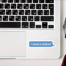 红牛“我需要一头红牛”卡通对话框贴纸 - 防水乙烯基材质，哑光防刮表面，自粘贴纸，适用于笔记本电脑、头盔、摩托车、汽车、吉他和踏板车 - 彩色 - 查看 5