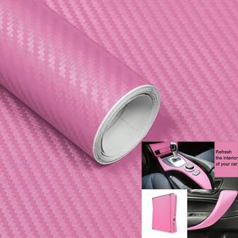 Rollo de vinilo de fibra de carbono 3D rosa, con tecnología de liberación de aire - Pegatina autoadhesiva para automóvil, apta para vehículos exteriores e interiores, se adapta a la mayoría de los vehículos, duradera y fácil de aplicar, personalización de vehículos, estilo de vehículo moderno, adhesivo de alta calidad