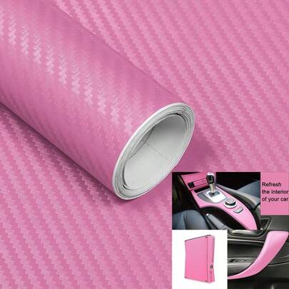 3D Pink Carbon Fiber Vinyl Wrap Roll, With Air Release Technology - Self-Adhesive Car Sticker, Suitable For Exterior And Interior Vehicle, Fits Most Vehicles, Durable And Easy To Apply, Vehicle Customization, Modern Vehicle Style, High-Quality Adhesive