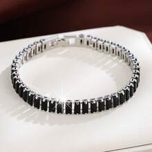 Luxury Style Black Rectangular Zirconia Bracelet Tennis Multicolor Bracelet Female Hand Jewelry Gift