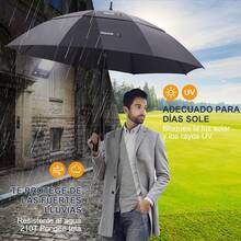 Paraguas de Grandes,Paraguas de Pro-Line de Gran Tamaño con Doble Toldo Ventilado a Prueba de Viento Impermeable para Hombres y Mujeres - gris - Ver 4