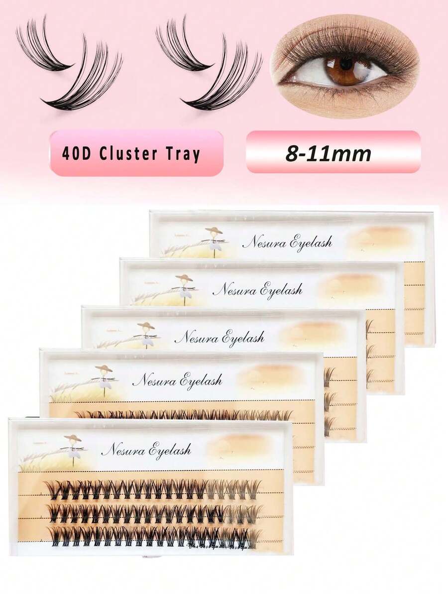10盒裝 40D DIY接睫毛 0.1mm厚度 自然簇裝睫毛 C捲 混合長度 8-11mm 適合初學者 可重複使用 - D - 查看 1