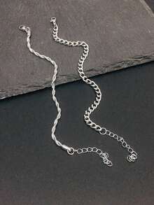 Set de 2 pulseras de cadena de acero inoxidable chapado en oro, diseño minimalista para hombres, adecuado para uso diario, ir al trabajo, vacaciones, regalo para novio