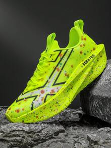 Unisex Lightweight Breathable Running Shoes - Full Carbon Plate Technology - White-Blue-Orange Combination - Low-Top Mesh Design Suitable For Marathon, Sprinting And Casual Wear - Spring/Summer Sports Shoes - Flexible Rubber Sole