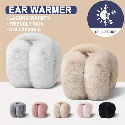 Soft Earmuffs For Winter, Suitable For All 4 Seasons, Foldable For Easy Storage, Lightweight And Portable