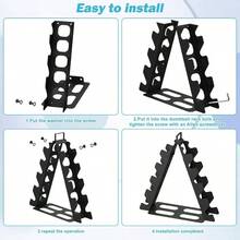 Dumbbell RackDumbbells not includedA - Frame Metal Dumbbell Holder with Handle, Multilevel Weight Storage Organizer Dumbbells, Tree Shape Compact Weight RackHolder, Women Home Gym - Negro - + 5 niveles - Ver 6