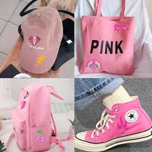 25PCS Preppy Iron On Patches Pink Fun Cute Western Cowgirl Sew Embroidered Patchs Clothes Jeans Jackets Backpack Dress Girls Aesthetic Repair Patch Style 1