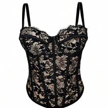 #9211 Lace French-Style Design Suspender Vest, Elegant Niche Body Shaping Underwear, Women Wear Fish Bone Tops, Women's Group Tight-Fitting Breasts, Women's Clothing - 黑色 - 查看 3