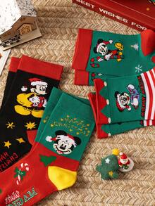 Disney 4/1 Pair Genuine Christmas Hat Cartoon Character Socks, Christmas & New Year Animation Socks For Men, Novelty & Fun Socks For Gifts And Parties, Socks - Multicolor - View 5