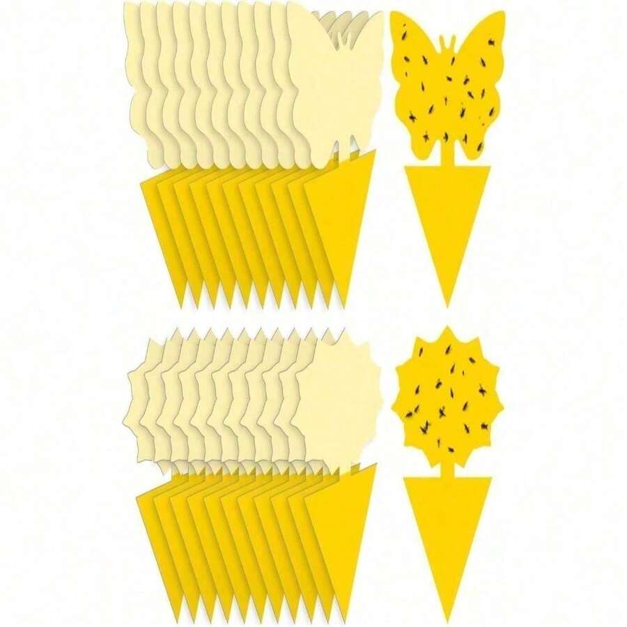 50 Pieces Of Random Shapes Fruit Fly Traps Yellow Sticky Traps Fungus Gnat Traps Insect Bug Traps For Indoor Outdoor Kitchen Plants Whitefly Mosquitos Fungus Gnats Flying Insects