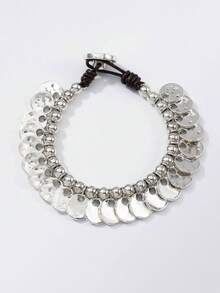 1PC New Simple And Fashionable Street Y2K Asymmetric Cross Clover Round Tassel Braided Bead Bracelet, Suitable For Men And Women's Daily Matching, Suitable For Party And Birthday Gifts Autumn/Winter Halloween