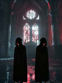 这款男女皆宜的连帽斗篷万圣节披风适合在万圣节和圣诞节角色扮演中扮演恶魔巫师。 - 彩色 - 查看 5