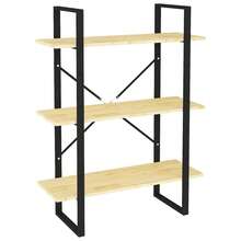 Librería Larryhot de 3 niveles 80x30x105 cm Madera maciza de pino, resistente y duradera, fácil de montar, estilo decorativo, adecuadA, Para guardar adornos, figuras, libros, pequeños objetos, etc. - Marrón - Ver 2