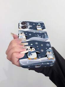 1pc Winter Romantic Snowflake Penguin Pattern PC Glossy Hard Phone Case Cover Compatible With Iphone 11 12 XR 13 13 Pro 13 Pro Max 14 14 Pro 14 Pro Max 15 15 Pro 15 Plus 15 Pro Max 16 16 Pro 16 Plus 16 Pro Max 16e - Multicolor - View 5