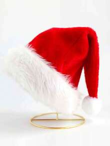 1 peça de chapéu de Papai Noel de veludo para meninos e meninas, chapéu de festa de Natal e Ano Novo, chapéu de Papai Noel vermelho, decoração de Natal, presente de Natal, fantasia de festa, pelúcia fofa, decoração de casa, tamanho grande