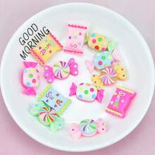 100pcs Slime Charms Resin Fake Candy Charms Kawaii Cute Set Mixed Assorted Sweets Flatback Slime Beads Making Supplies,Rainbow Flatback Resin Charm,For DIY Craft Making And Ornament Scrapbooking - 100PC - View 5