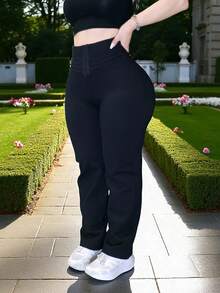 Pantalon Leggings mallones lycra para mujer casual de pierna amplia - Negro mod 5 con broches - Ver 5