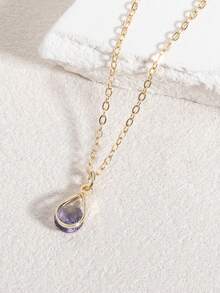 1 chiếc vòng cổ mặt đá quý hình trái tim và giọt nước thời trang, sáng bóng, thanh lịch, tối giản, Zirconia, thích hợp đeo hàng ngày, làm quà tặng cho gia đình và bạn bè - Vòng cổ hình giọt nước - Xem 21