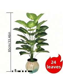 18/24 pulgadas Hojas de planta de dinero artificial realista - Hojas anchas y grandes, decoración de selva tropical, adecuado para todas las estaciones, planta falsa de interior/exterior en maceta, excelente para bodas, hoteles, jardines, fotografía, árbol artificial verde de estilo nórdico en maceta, decoración de planta verde artificial de exterior, con maceta negra