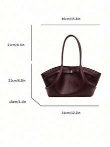 1 Túi đeo vai hình bánh bao thời trang cao cấp dung tích lớn, Túi tote đi làm hàng ngày, Túi xách cổ điển tối giản có dây đeo, Thích hợp cho bé gái, phụ nữ, sinh viên đại học, nhân viên văn phòng, Tuyệt vời cho công việc, kinh doanh, đi làm, đi học - Màu Đỏ Sâu - Xem 9