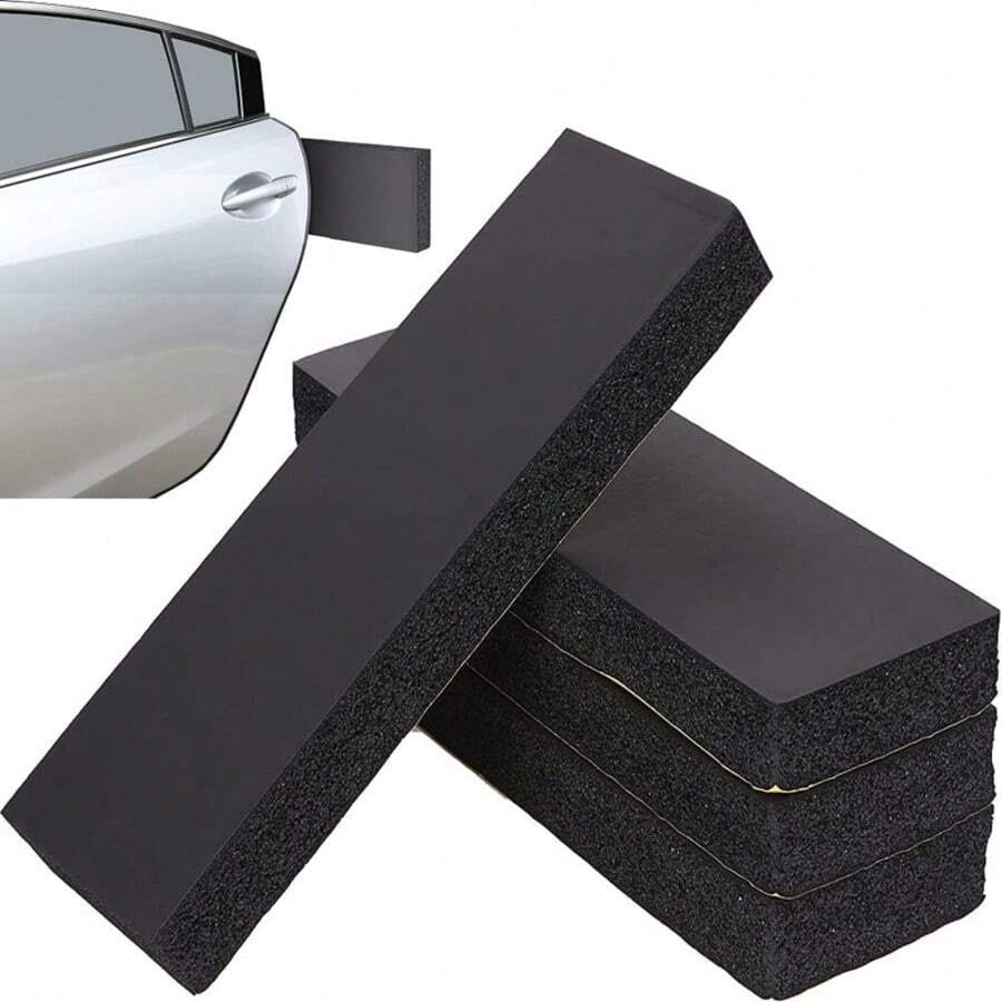 4 piezas Almohadillas de espuma con refuerzo de rejilla para parachoques de garaje, protectores de borde de puerta sin residuos, tiras de espuma de goma con adhesivo alto para parachoques de puerta de automóvil, fácil de instalar y quitar, adecuado para protección de pared, piso, puerta y superficie metálica