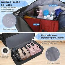 IGOLUMON Bolsa de Viaje para Mujer Hombre Bolsa Deportiva Expandiblede 2 Piezas Maleta de Mano con Compartimento para Zapatos y Bolsillo Impermeable - Negro - Ver 9
