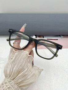 نظارة إطار مربع للنساء، نظارة بعدسات شفافة زخرفية جميلة، إكسسوار كاجوال