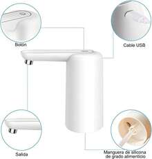 Dispensador de agua garrafón,Automático eléctrico Bomba de agua garrafón portátil,Cargador USB inalámbrico Water dispenser,Silenciosa y para Hogar,Oficina,Camping,Dispensador de agua fría y caliente - Blanco - Ver 3