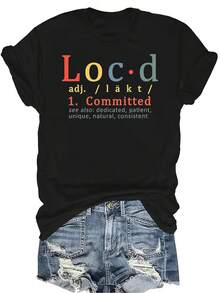 Camiseta con definición de compromiso con dreadlocks para mujeres y unisex, de verano, casual, transpirable, de personalidad, de cuello redondo, de manga corta, de streetwear, versátil, adecuada para adolescentes y adultos - Negro - Ver 1