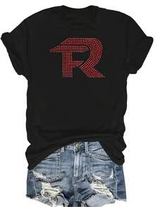 Camiseta Fuerza Regida Dolido para mujer y unisex, de verano, casual, transpirable, con personalidad, cuello redondo, manga corta, estilo urbano y versátil, adecuada para adolescentes y adultos - Negro - Ver 1