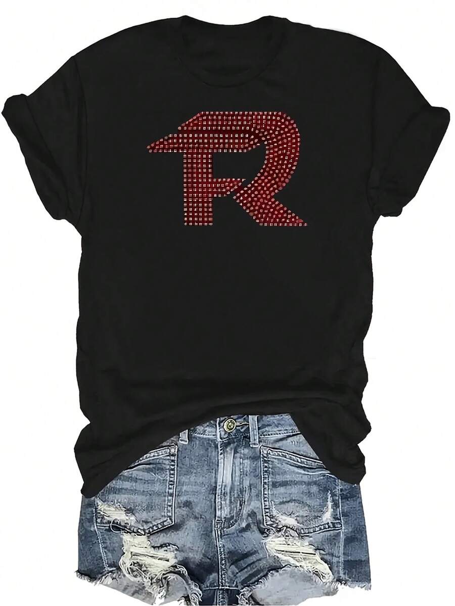 Camiseta Fuerza Regida Dolido para mujer y unisex, de verano, casual, transpirable, con personalidad, cuello redondo, manga corta, estilo urbano y versátil, adecuada para adolescentes y adultos - Negro - Ver 1