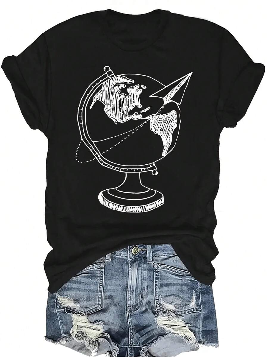 Regalo de Navidad perfecto para hombres Camiseta para mujeres Unisex Verano Casual Transpirable Personalidad Cuello redondo Manga corta Camiseta Ropa de calle Versátil, Adecuado para adolescentes y adultos - Negro - Ver 1